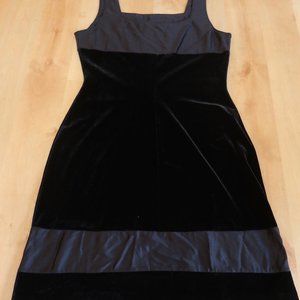 Vintage Black stretch velvet and satin dress